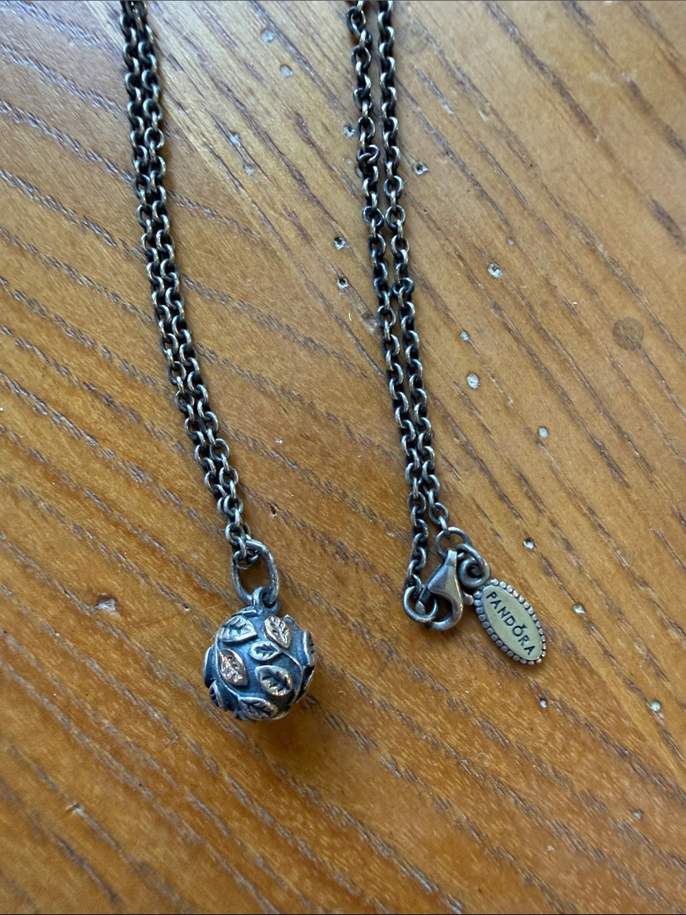 Pandora Oxidized Silver and 14K gold Tree of Life Necklace